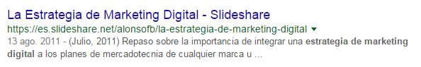 Posicionamiento en redes sociales: ejemplo Slideshare